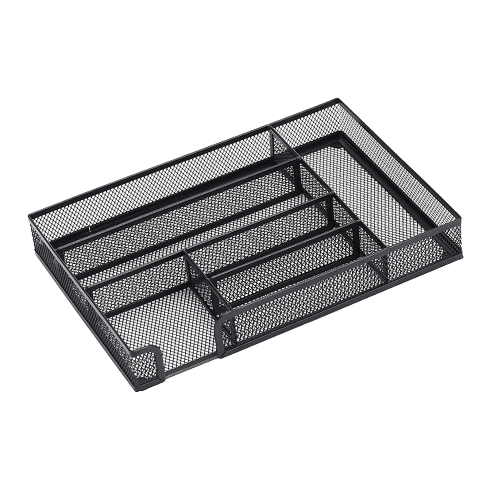 yotijay Mesh Desk Organiser Tray Non Slip Drawer Desktop Storage Stationary Supplies for black