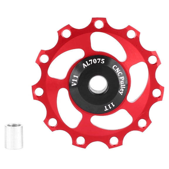 Lightweight 11T Mountain Bike Bicycle Rear Derailleur Pulley Guide Wheel (Black Red)
