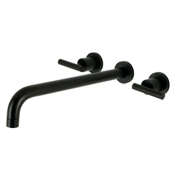 Kingston Brass KS8040CML Manhattan Two-Handle 3-Hole Wall Mount Roman Tub Faucet in Matte Black