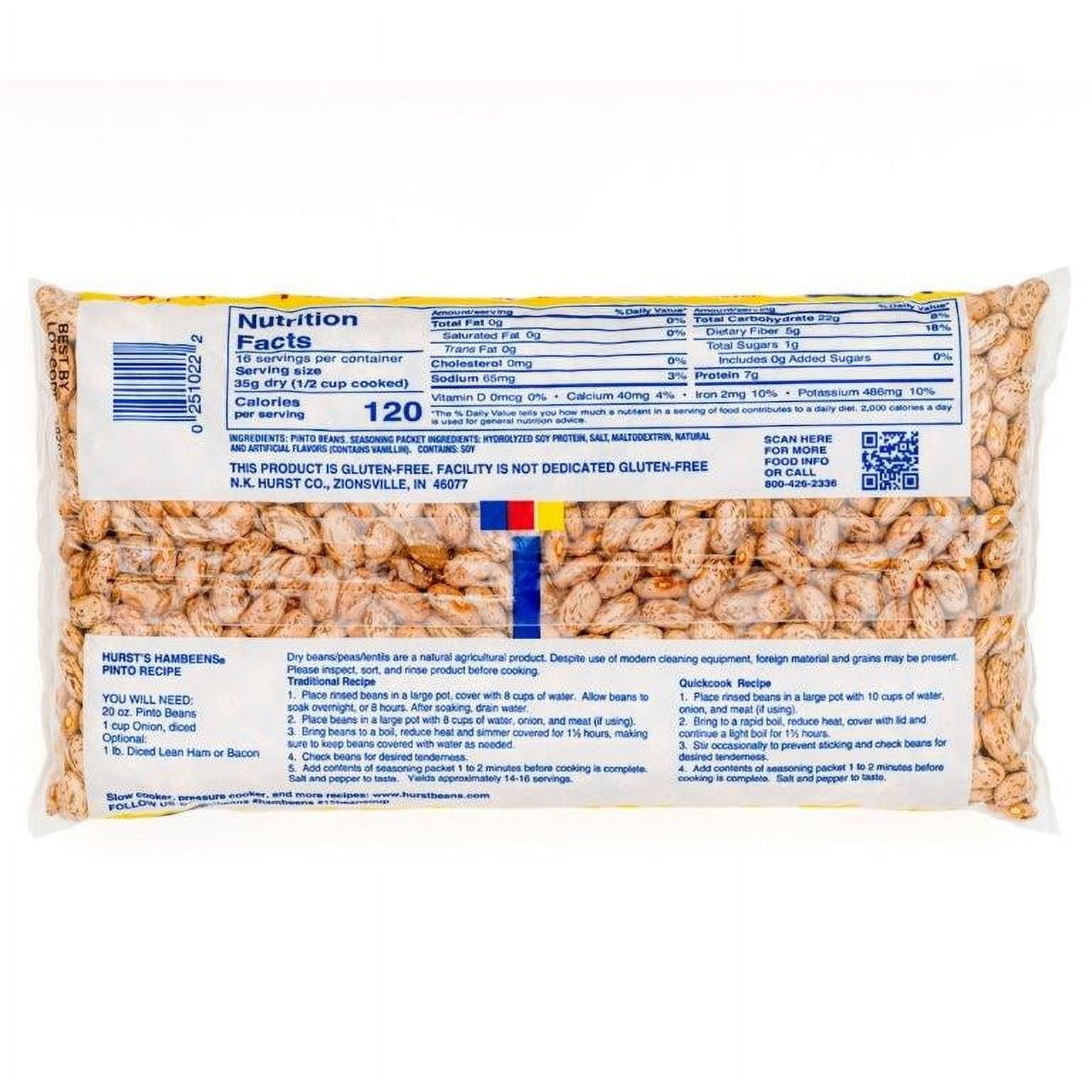 (4 pack) Hurst's HamBeens Gluten-Free Pinto Beans with Artificial Ham Flavor, 20 oz