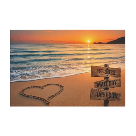 Personalized Vintage Street Sign Canvas Wall Art With Names And Date For Couples 12*18in