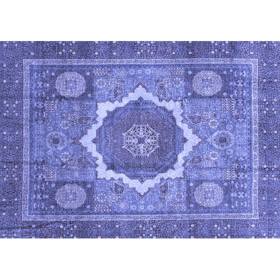 Ahgly Company Indoor Rectangle Abstract Blue Modern Area Rugs, 2' x 5'