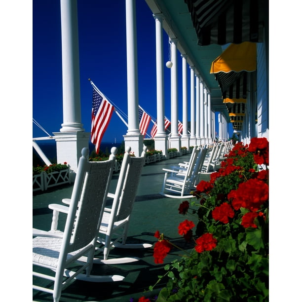 Porch Of The Grand Hotel Mackinac Island Michigan Usa Poster Print By Panoramic Images Walmart Com Walmart Com