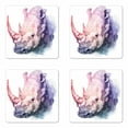 thumbnail image 1 of Watercolor Coaster Set of 4, Gradient Paintbrush Style Tropical Wild Animal Safari Paint Print Pastel Tones, Square Hardboard Gloss Coasters, Standard Size, Lilac Pink, by Ambesonne, 1 of 2