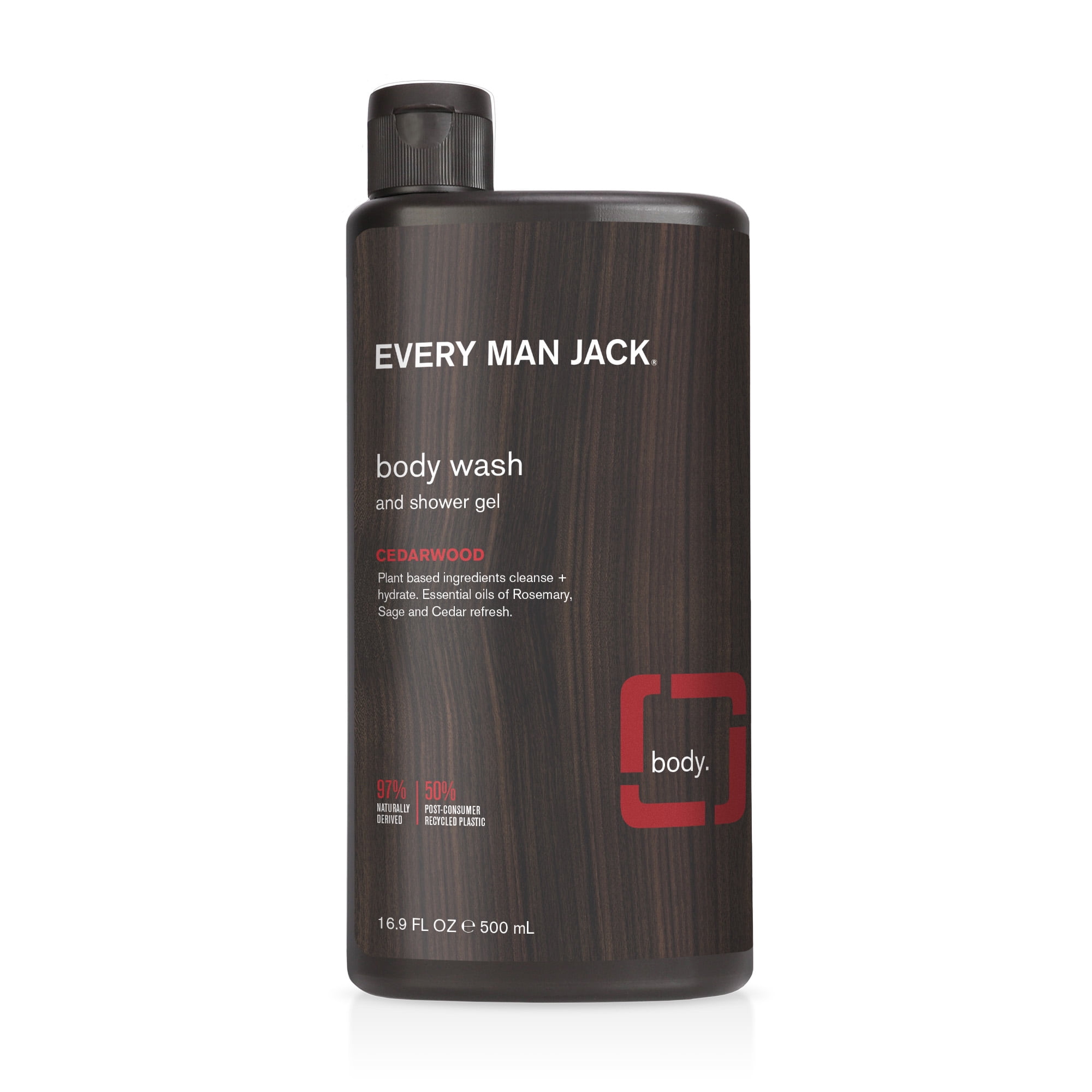 Every Man Jack Cedarwood Hydrating Body Wash for Men, Naturally Derived, 16.9 oz