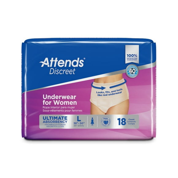 Attends Discreet Women's Underwear - Large - Case of 64pc