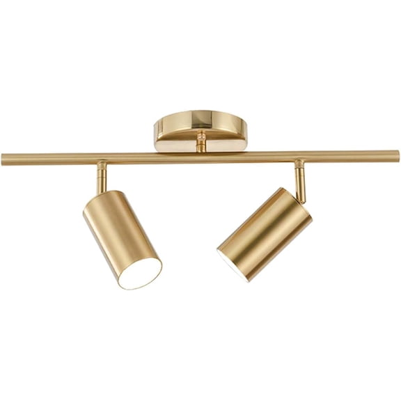 KCO Lighting Modern 2-Light Gold Track Lighting Fixture Flush Mount Brushed Brass Track Lights Kit