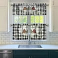 thumbnail image 3 of Black and White Checkered Christmas Tree 3 Piece Kitchen Curtains Sets with Valance for Windows Rod Pocket Machine Washable Kitchen Curtain Valance 3 Piece Set Decorations (54"x18"+2x27.5"x24"), 3 of 6