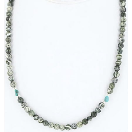 - Delicate $200 Retail Tag Authentic Made by Charlene Little Navajo .925 Sterling Silver Natural Turquoise and Jasper Native American Necklace