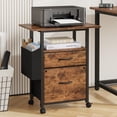 thumbnail image 1 of 2 Drawer File Cabinet with 24'' Extended Tabletop, Mobile Filing Cabinet, Rolling Vertical File Cabinet with Storage Bag, Printer Stand Fits A4/Letter Size, Fabric Drawer, Rustic Brown, 1 of 14