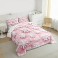 thumbnail image 3 of jejeloiu Snowflake Queen Comforter Set,Merry Christmas Bedding Sets,Pink White Bedding Comforter Set For Teens,Luxury Bedroom Decor Reversible,3-Piece, 3 of 8