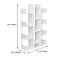 thumbnail image 6 of 12-Shelf Bookcase, 59" Tall Bookshelf Storage Organizer, Modern Tree Bookshelf Book Rack Display Shelf for Bedroom, Living Room and Home Office, 11.81"Lx37.8"Wx59'H, White, 6 of 7
