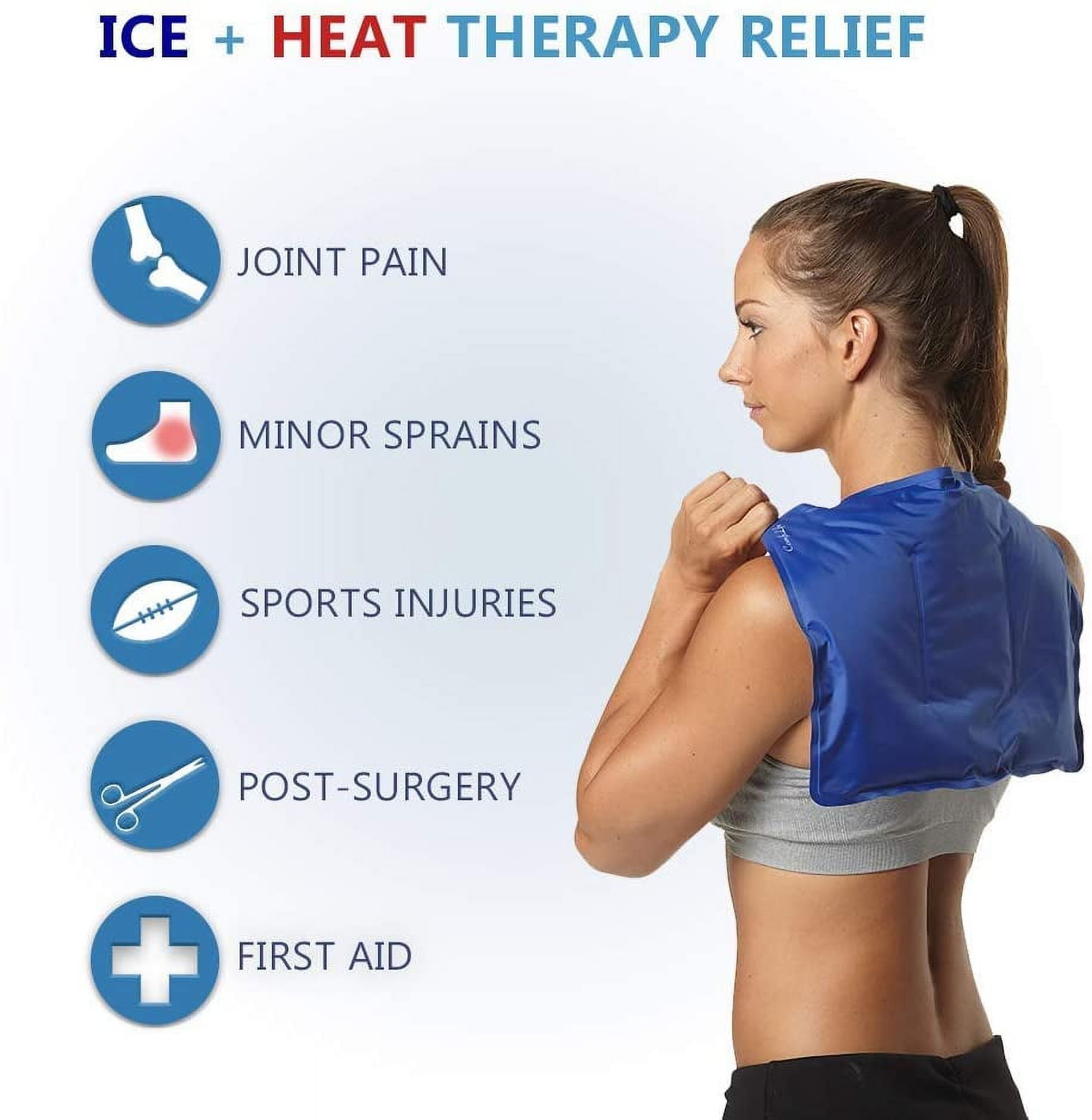 ComfiLife Ice Packs for Injuries – Reusable Hot & Cold Packs with Wrap – Flexible Gel Pack Ice Wrap for Back Pain, Knee, Shoulder, Neck, Ankle, Wrists – Heat & Cold Therapy Relief – Large