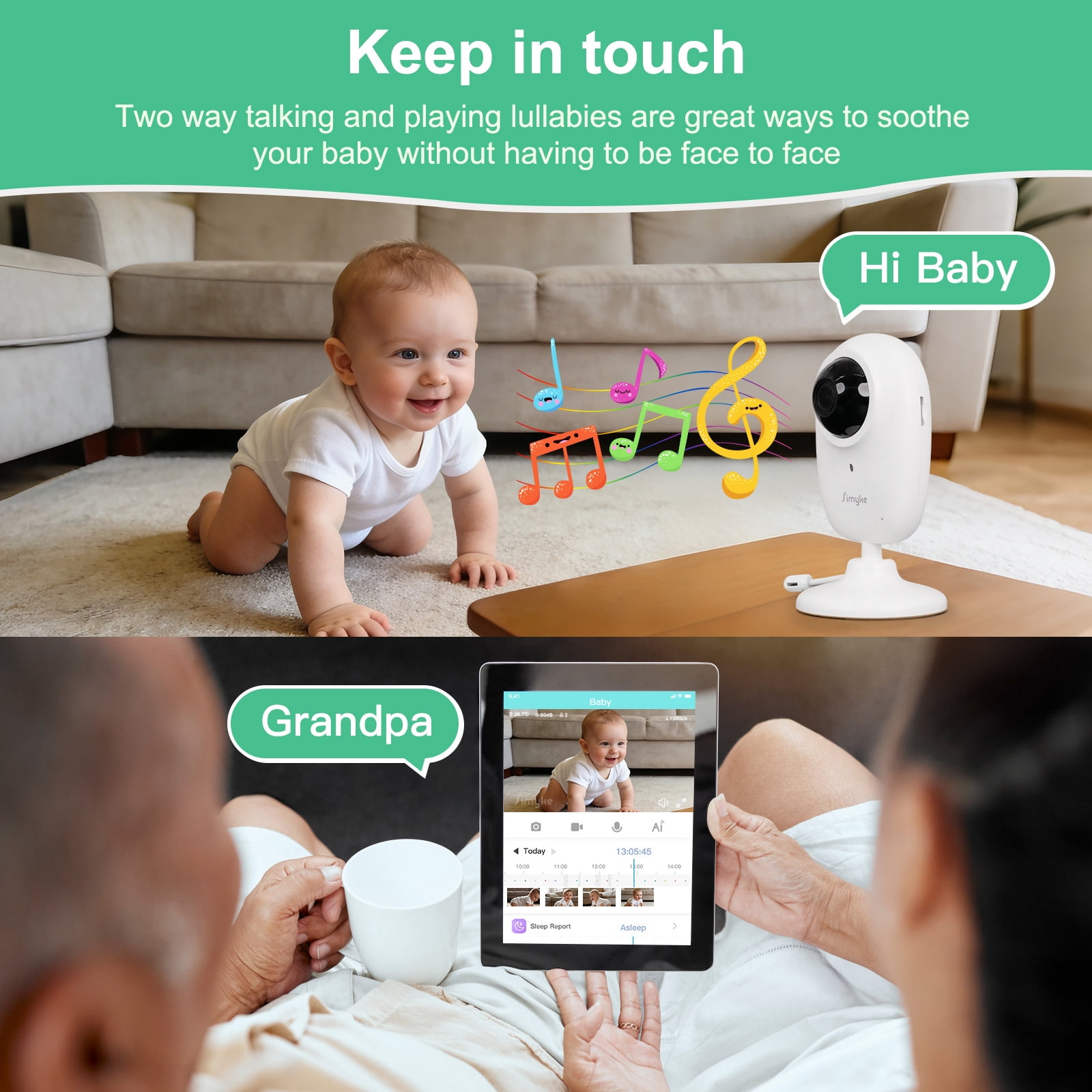 Smart Video Baby Monitor,1080P Baby Room Camera, APP Control,WiFi On/Off Switch,AI Detection, Cry Monitor and Lullabies, HD Night Vision, Two-Way Audio, Cloud & SD Card Storage