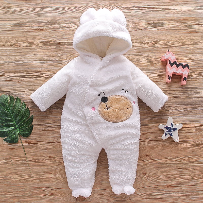 Newborn Baby Boys Hooded Romper Jumpsuit Bodysuit Long Sleeve Clothes Outfits US 