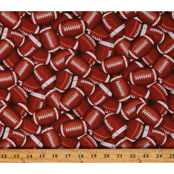Cotton Sports Football Balls Hike Touchdown Brown Cotton Fabric Print by the Yard (GAIL-C4822-BROWN)