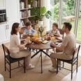 thumbnail image 3 of Ktaxon 5 Pieces 42.1" Round Dining Table Set for 4, Compact Kitchen Table Set with 4 PU Upholstered Chairs, Rustic Brown, 1 Box Arrived, 3 of 12