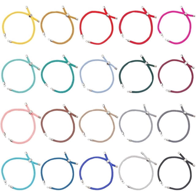 20 pulseras de nailon ajustables de 20 colores, con extremos de latón plateado y metal de colores, de aleación, con forma de árbol de la vida.