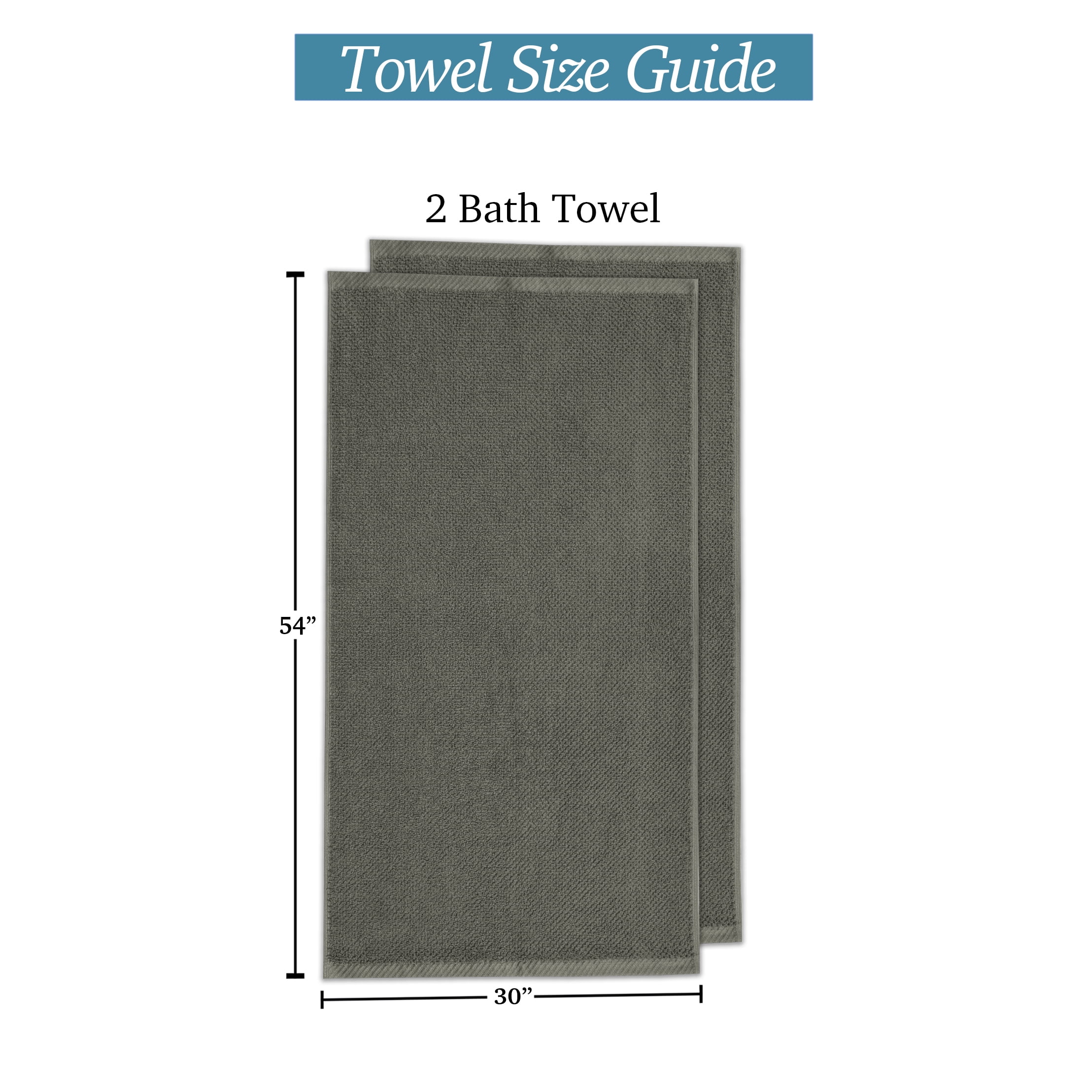 WelHome Premium Performance Towel Set, 2 Pack, 100% Cotton, 600 GSM, 2 Bath Towels 30" x 54", Popcorn Texture, Charcoal, Hotel & Spa Thick Towels for Bathroom, Soft & Absorbent