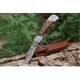 thumbnail image 5 of Engraved Steel Rose Wood Handle Handmade Damascus Steel Back Lock Pocket Knife For Outdoor., 5 of 6