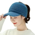 thumbnail image 3 of Baqcunre Visors for Women, Womens Winter Beanie Hat Warm Knitted Wool Hats with Visor Stretchy Keep Warm Solid Color Autumn Winter Women Sports Cap for Outdoor, Hats for Women 1PC Hat Blue One Size, 3 of 4