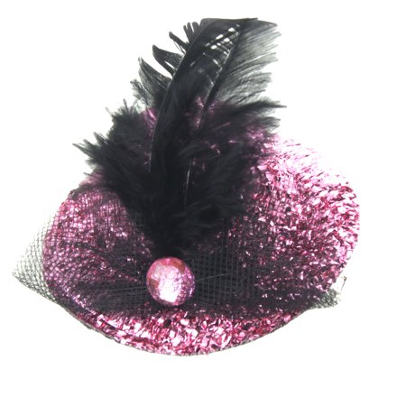 Women Black Meshy Veil Bowknot Hat Cap Type Alligator Hair Clip