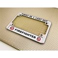 thumbnail image 5 of Motorcycle Metal License Plate Frame with Firefighter Design - Chrome, 5 of 7