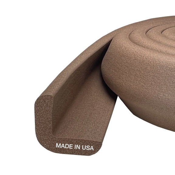 Kidkusion Edge Cushion 24 Ft Brown, Made in USA Baby Proof Edge Guard, Child Safety Furniture Bumper, Table Edge Protector