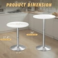 thumbnail image 3 of Homall 2 Pieces Bar Table Height Adjustable Bistro Pub Table Cocktail Round Table with Metal Base, White/Sliver, 3 of 7