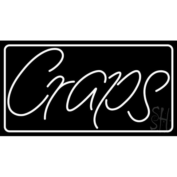 Craps LED Neon Sign 13 x 24 - inches, Black Square Cut Acrylic Backing, with Dimmer - Bright and Premium built indoor LED Neon Sign for wall dcor, arcarde, and storefront.
