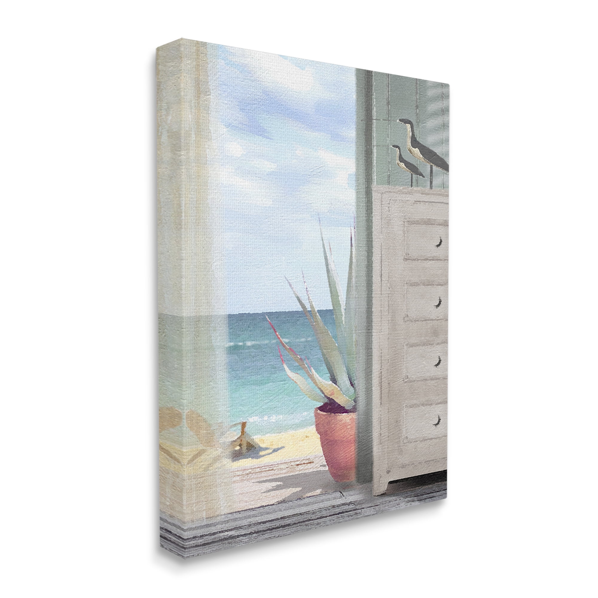 Stupell Industries Coastal Doorway Beach View Nature Painting Gallery Wrapped Canvas Print Wall Art, 36 x 48