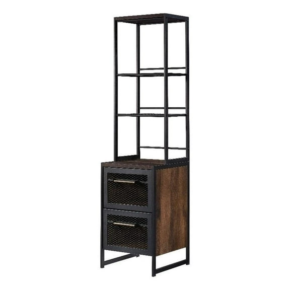 UrbanPro Modern Engineered Wood / Metal File Tower in Barrel Oak