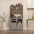 thumbnail image 4 of Spacious 6-Tier Farmhouse Baker's Rack with Glass Door – Kitchen Pantry Hutch, Thick Countertop, Storage Cabinet, Microwave Stand, Coffee Bar Organizer for Dining Room – White, 4 of 8