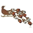 thumbnail image 1 of Exotic Bronze Gunmetal Tone Smoked Topaz Neon Colorful Crystal Rhinestone Peacock Bird Tail Brooch Pin, 1 of 5