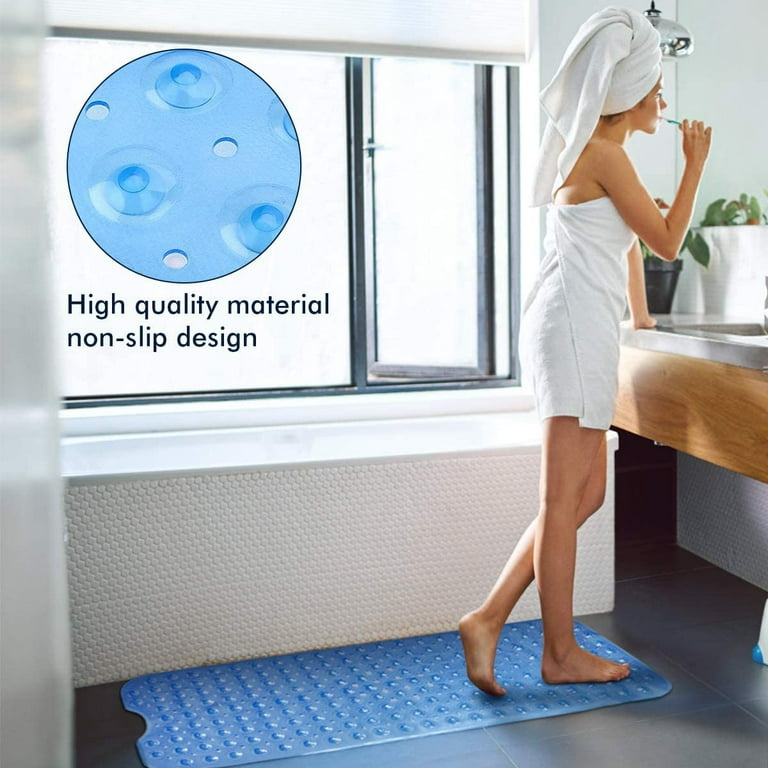 1 Pack Bath Tub and Shower Mat Extra Long, Non-Slip with Drain