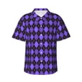 thumbnail image 1 of Fotbe purple argyle Camisa Hawaiana para Hombre Unisex – Camisa Casual de Verano con Botones de Manga Corta de Algodón y Lino,3X-Large, 1 of 7