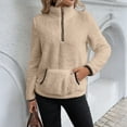thumbnail image 5 of TrdSipl Women's Oversized Half Zip Sweatshirt Long Sleeve Comfort Fleece Pullover Winter Trendy Lounge Warm Hoodies Pocket, 5 of 6