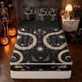 thumbnail image 2 of Feelyou Boho Snake Zipper Twin Comforter Sets with Fitted Sheet and 2 Pillowcases, Hippie Floral Moon Stars Zipper Bedding Set, Black Beige, Black Reversible, 4 Pieces, 2 of 7