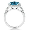 thumbnail image 3 of Gem Stone King 3.30 Cttw London Blue Topaz and White Created Sapphire Engagement Ring for Women | 925 Sterling Silver | 8MM Cushion Cut | Gemstone Birthstone | Available in Size 5, 6, 7, 8, 9, 3 of 6