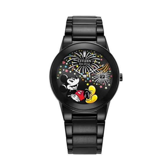 Citizen Unisex Eco-Drive Disney Mickey Mouse Black IP Stainless Steel Watch - AU1095-57W