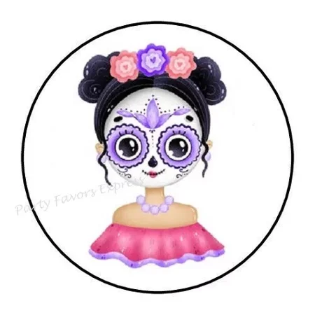 Fiesta Girl Day Of The Dead Stickers Party Favors Phone Decal Water Bottle Stickers Car Decals, Laptop Sticker