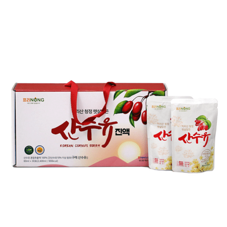 Freenong Korean Natural Dried Cornelian Cherry Extract Liquid, Cornus Officinalis Cornus Fruit Juice, Shan Zhu Yu Healthy Juice, Asiatic Dogwood Fruit Juice, Cornelian Berries Juice, 80ml x 30 pk