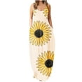 thumbnail image 2 of Lenago Robe Maxi Grande Taille pour Femmes Mode à Bretelles Taille Mi-Haute Col en V Sans Manches à Rayures Imprimé Floral Ajustée Plage Longue Robe Été Robes de Plage en Liquidation, 2 of 5
