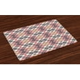 thumbnail image 1 of Ambesonne Vintage Place Mats Set of 4, Tartan Motif, Standard Size, Pale Pink Ivory Grey, 1 of 4