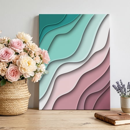 Canvas Wall Art Green Ombre Framed Canvas Prints for Living Room Bedroom Modern Geometric Abstract Dark Red Cream Large Gallery Wrapped Wall Decor for Home Office Gifts 16 x20 Ship Next Day