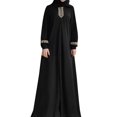 thumbnail image 2 of Robe Musulmane Femme Grande Taille Imprimé Abaya Jilbab Robe Maxi Musulmane Décontractée Caftan Longue Robe Vêtements Femme G Noir, 2 of 2