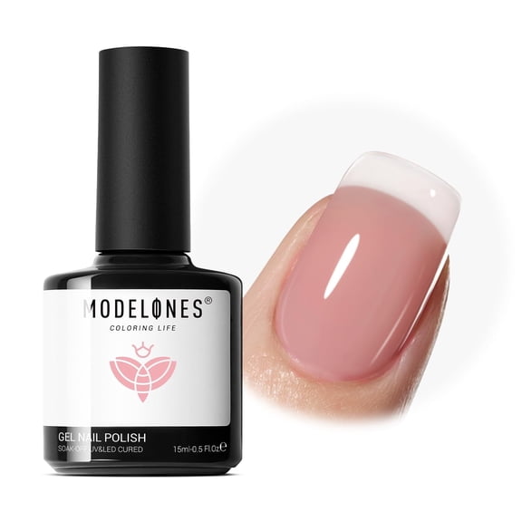 modelones Jelly Gel Nail Polish, 15 ML Jelly Nude Pink Nail Polish Sheer Neutral Color Long Nails Natural Translucent Soak Off U V Gel Clean Girl Nails for Women Nail Art French Tip Manicure at Home