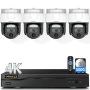 OOSSXX 4K Wired Security Camera System, 4CH PTZ Dome, 500GB HDD