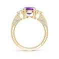 thumbnail image 2 of ANGARA Natural 1.7 Ct. Amethyst with Diamond Three Stone Ring in 14K Yellow Gold for Women (Ring Size: 11.5), 2 of 9
