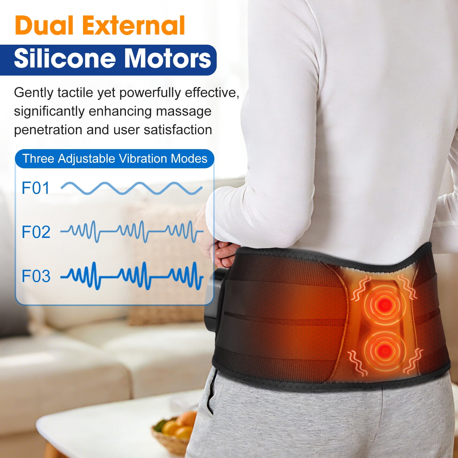 Cordless Hip Heated Massager for Sciatica, Buttock Heating Pad with Massage, Waist Massager Heated Wrap with 5 Heating, 3 Timing & Vibration Modes, 3000mAh Battery for Lower Back, Black